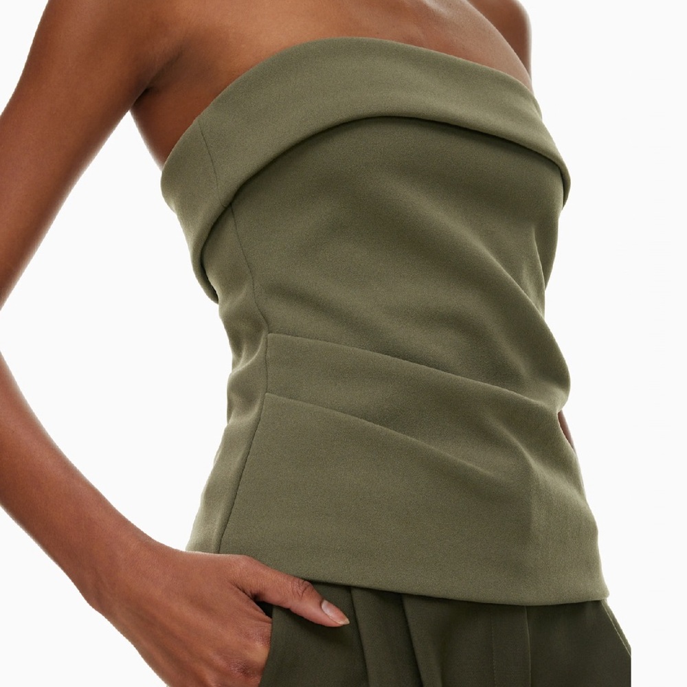 Babaton Dark Green Strapless Top